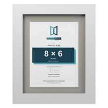 White 10 x 8 inch picture frame with a Dawn Grey mount for an 8 x 6 inch photo