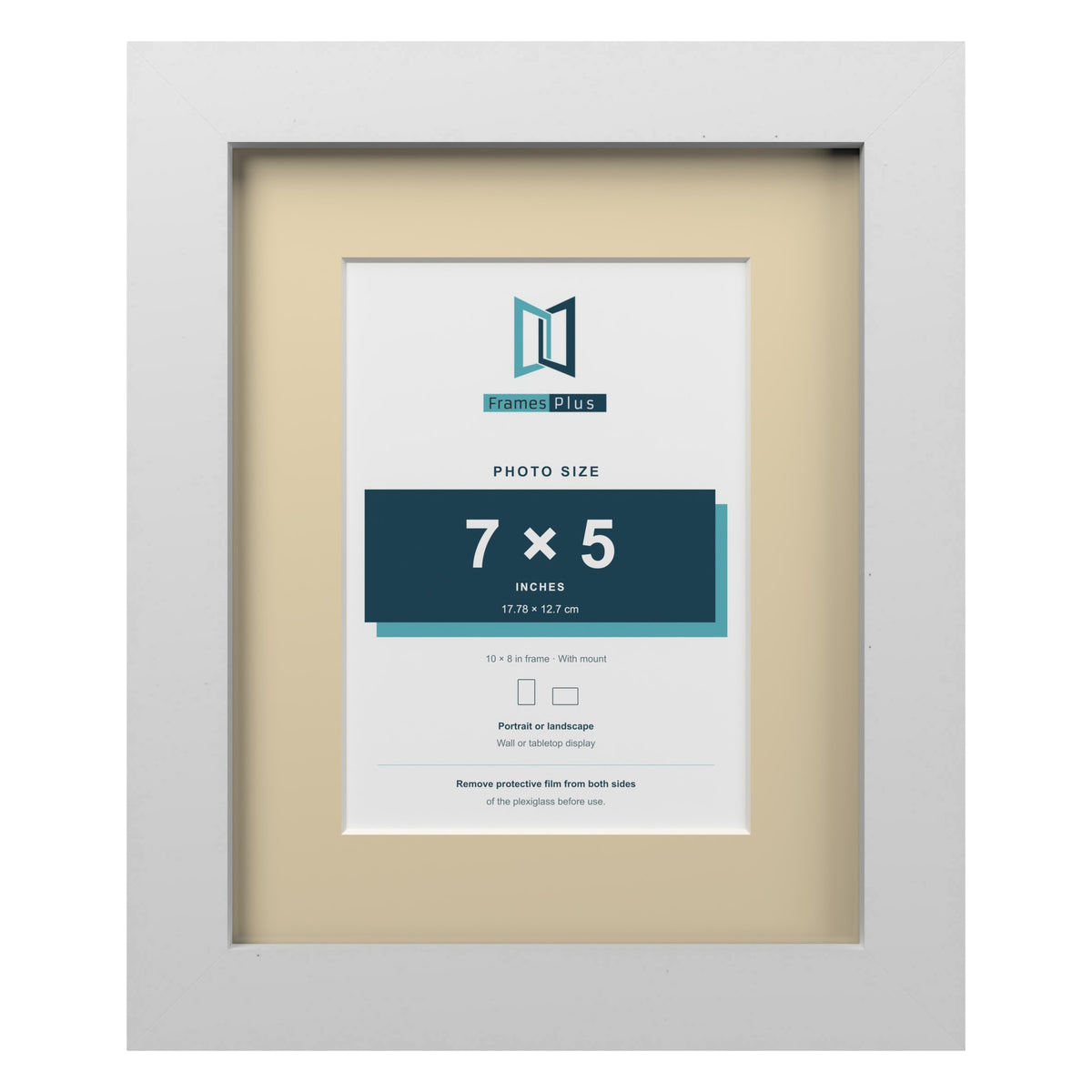 White 10 x 8 inch picture frame with an ivory mount for a 7 x 5 inch photo