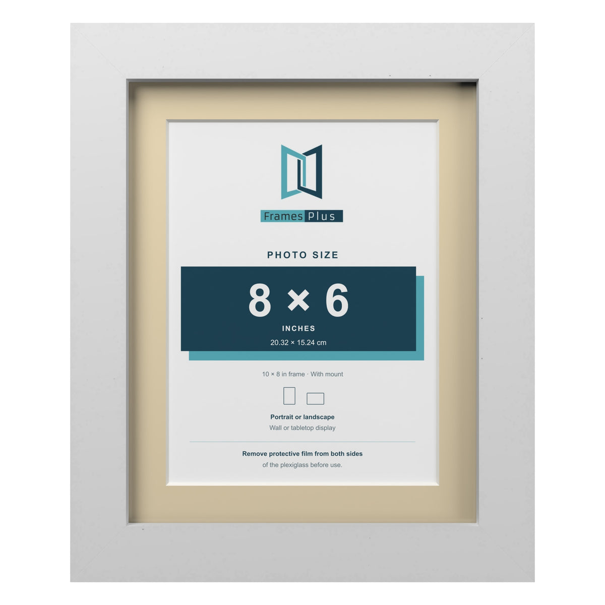 White 10 x 8 inch picture frame with an ivory mount for an 8 x 6 inch photo