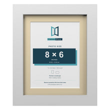 White 10 x 8 inch picture frame with an ivory mount for an 8 x 6 inch photo