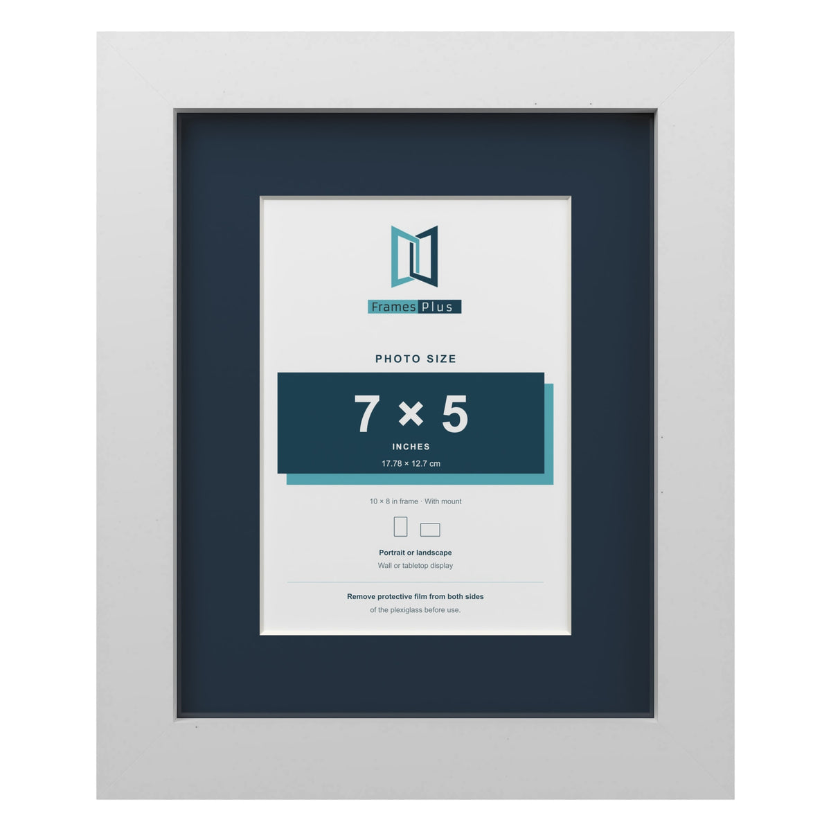 White 10 x 8 inch picture frame with a Pacific Blue mount for a 7 x 5 inch photo