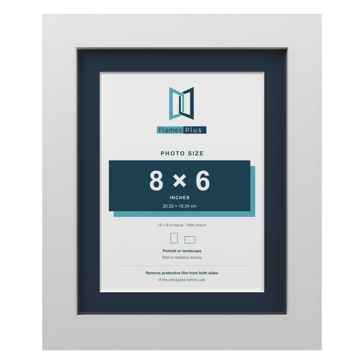 White 10 x 8 inch picture frame with a Pacific Blue mount for an 8 x 6 inch photo
