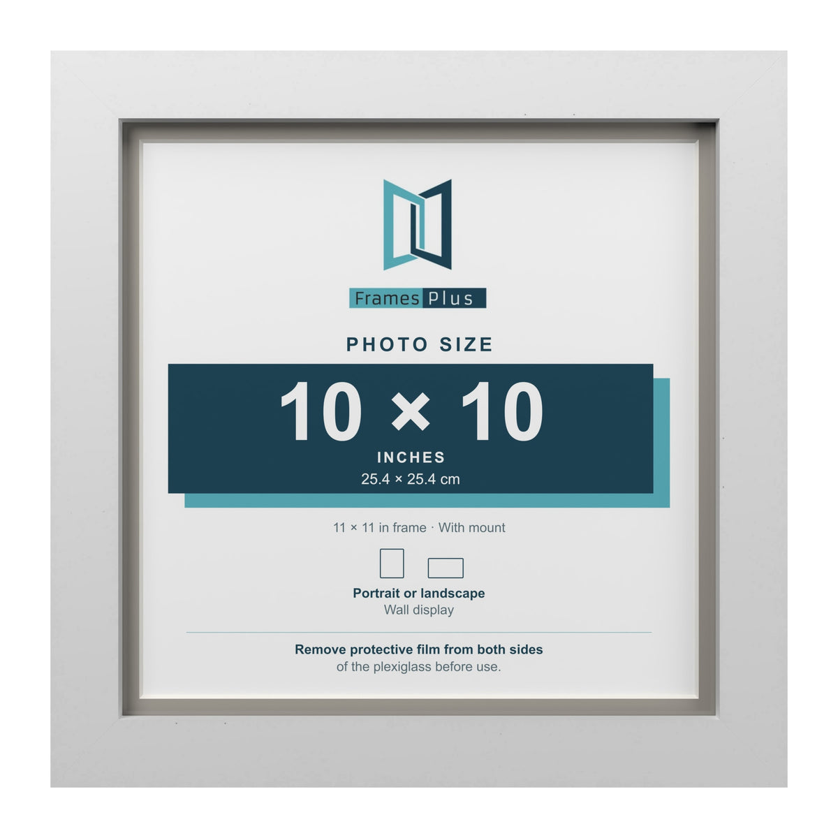 White 11 x 11 inch picture frame with a Dawn Grey mount for a 10 x 10 inch photo