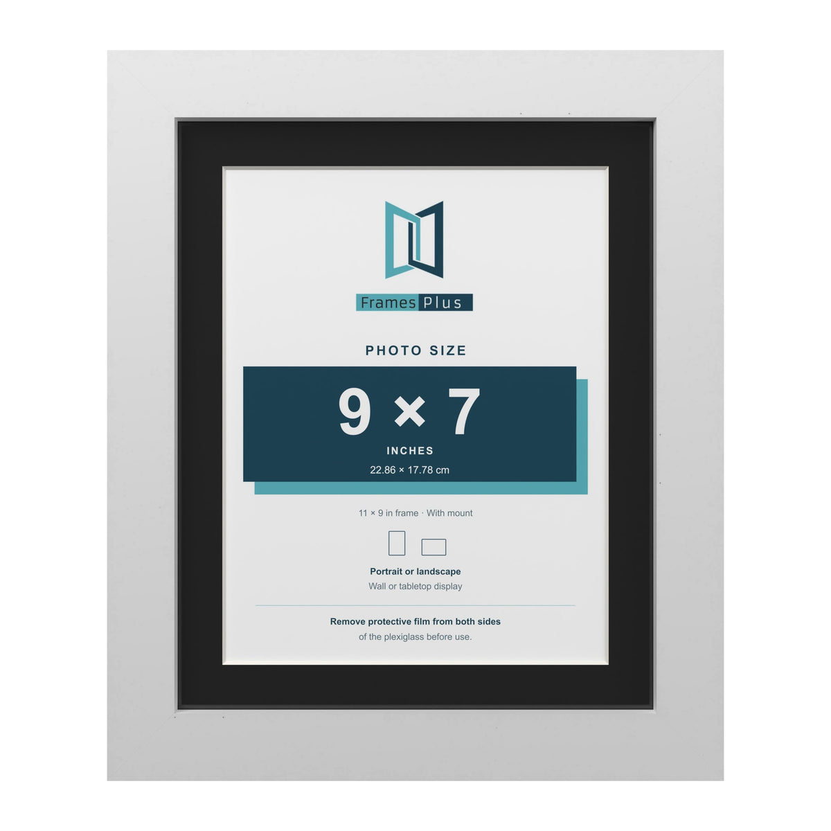 White 11 x 9 inch picture frame with a black mount for a 9 x 7 inch photo