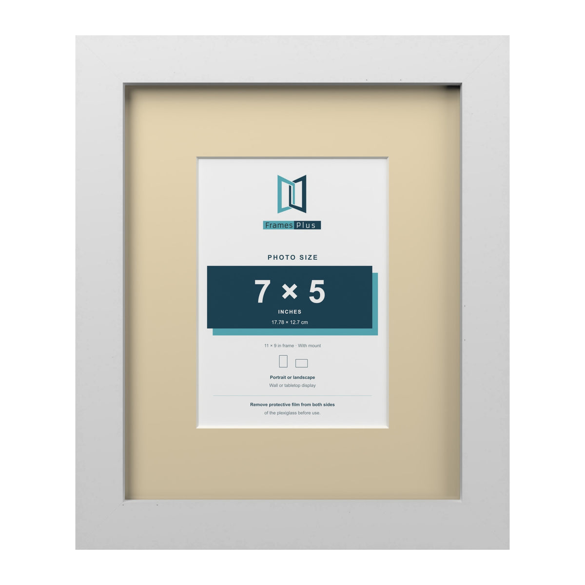 White 11 x 9 inch picture frame with an ivory mount for a 7 x 5 inch photo