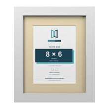 White 11 x 9 inch picture frame with an ivory mount for an 8 x 6 inch photo