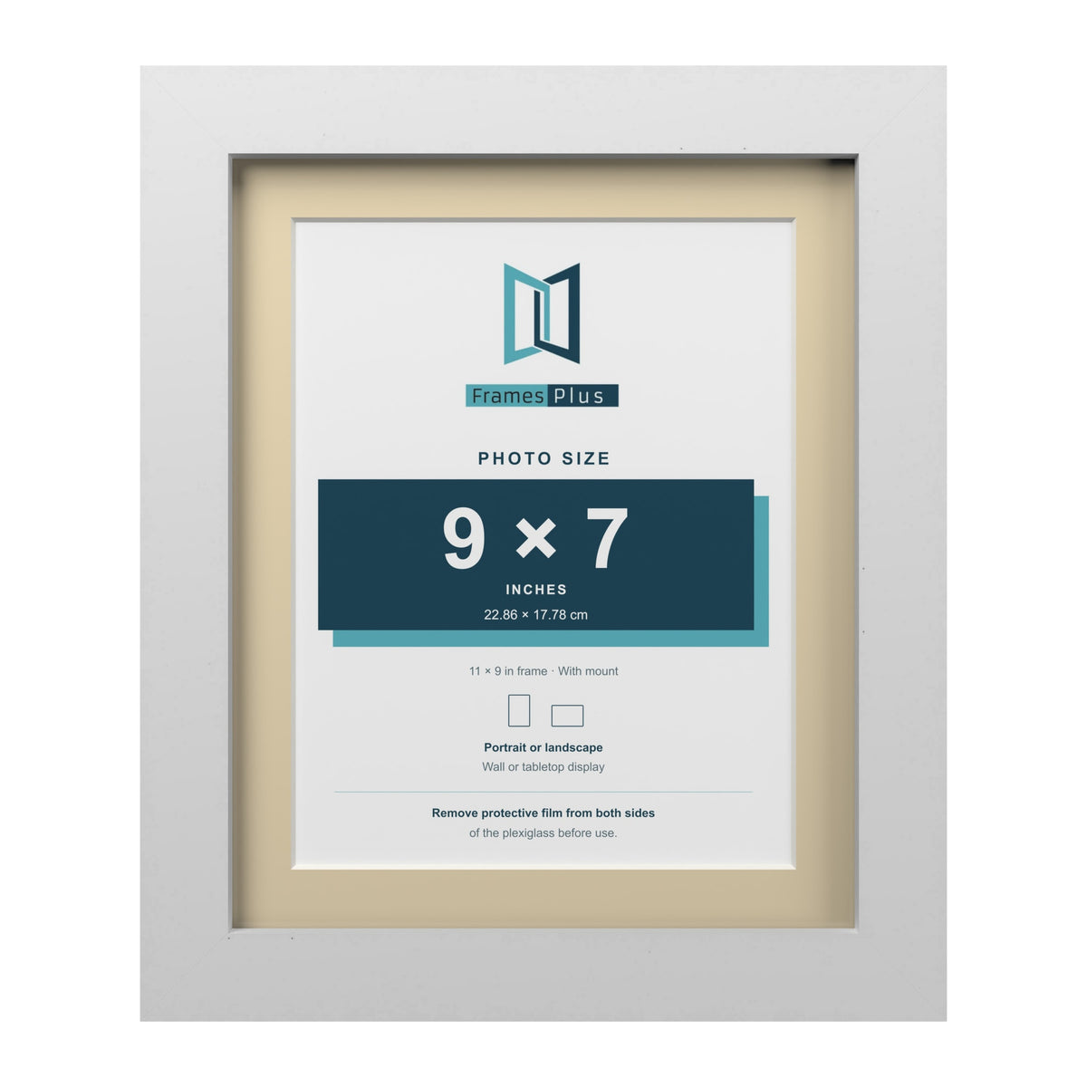White 11 x 9 inch picture frame with an ivory mount for a 9 x 7 inch photo
