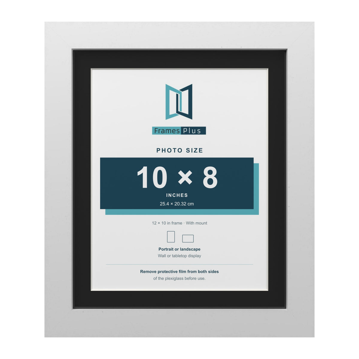 White 12 x 10 inch picture frame with a black mount for a 10 x 8 inch photo
