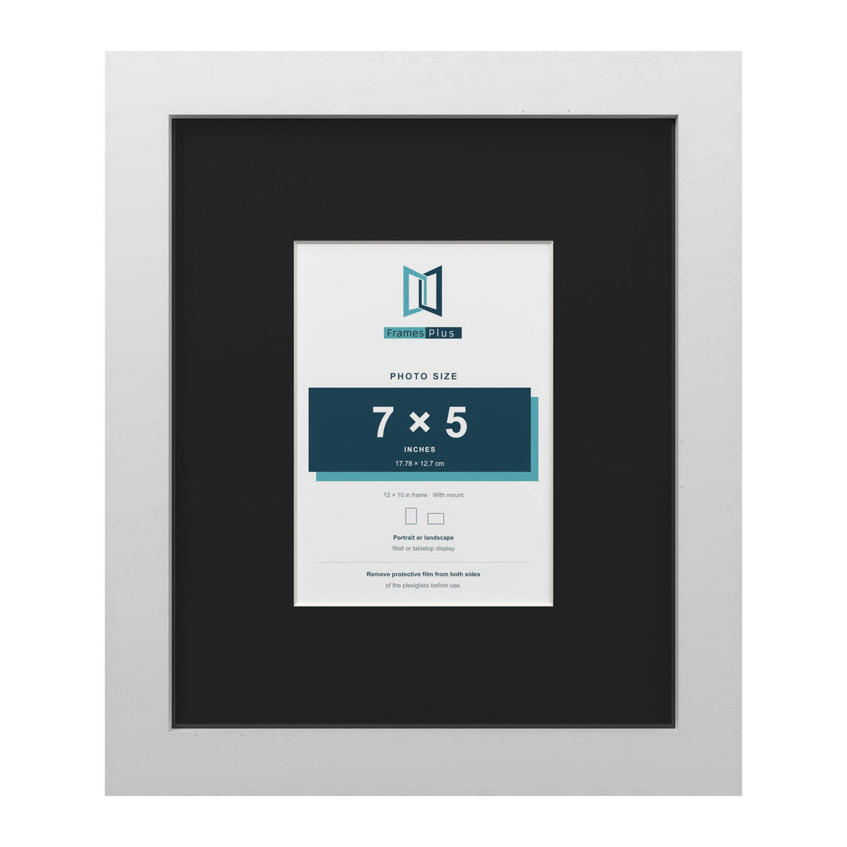 White 12 x 10 inch picture frame with a black mount for a 7 x 5 inch photo