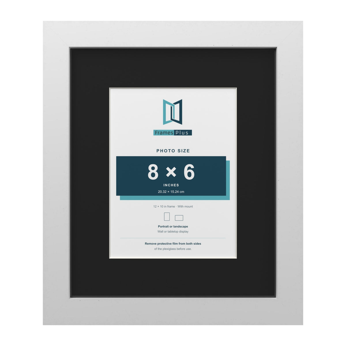 White 12 x 10 inch picture frame with a black mount for an 8 x 6 inch photo