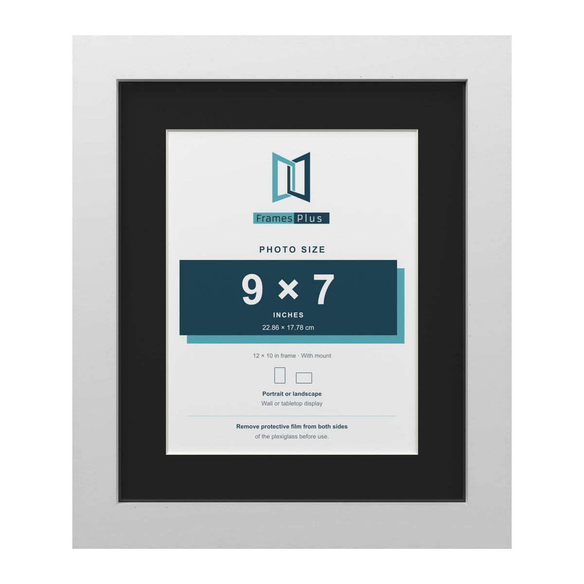 White 12 x 10 inch picture frame with a black mount for a 9 x 7 inch photo