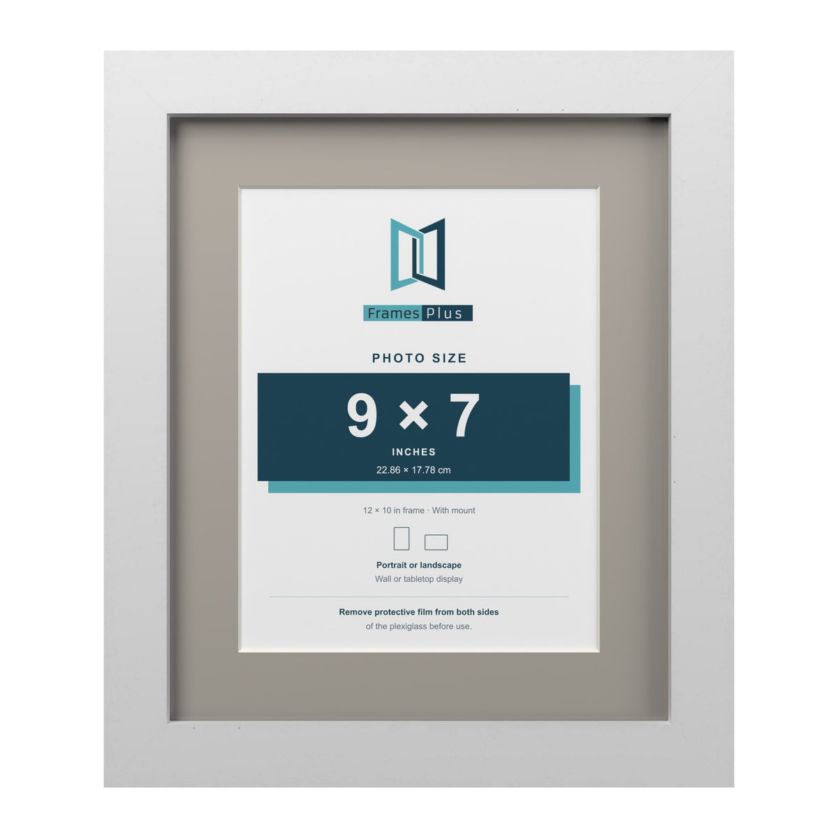 White 12 x 10 inch picture frame with a Dawn Grey mount for a 9 x 7 inch photo
