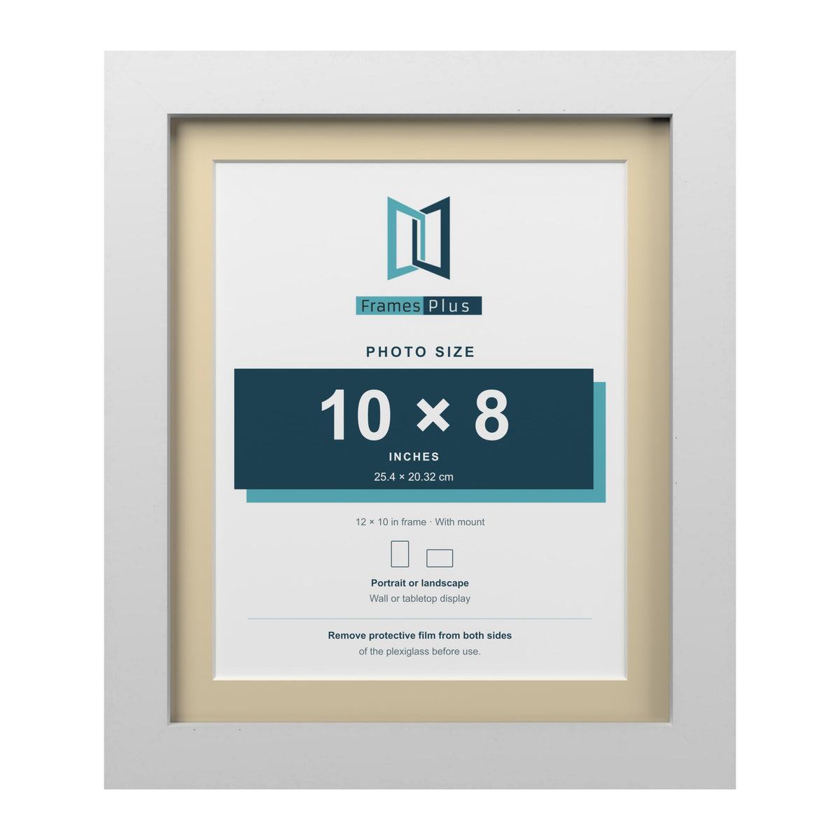 White 12 x 10 inch picture frame with an ivory mount for a 10 x 8 inch photo