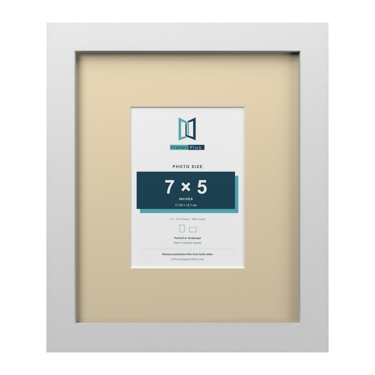 White 12 x 10 inch picture frame with an ivory mount for a 7 x 5 inch photo