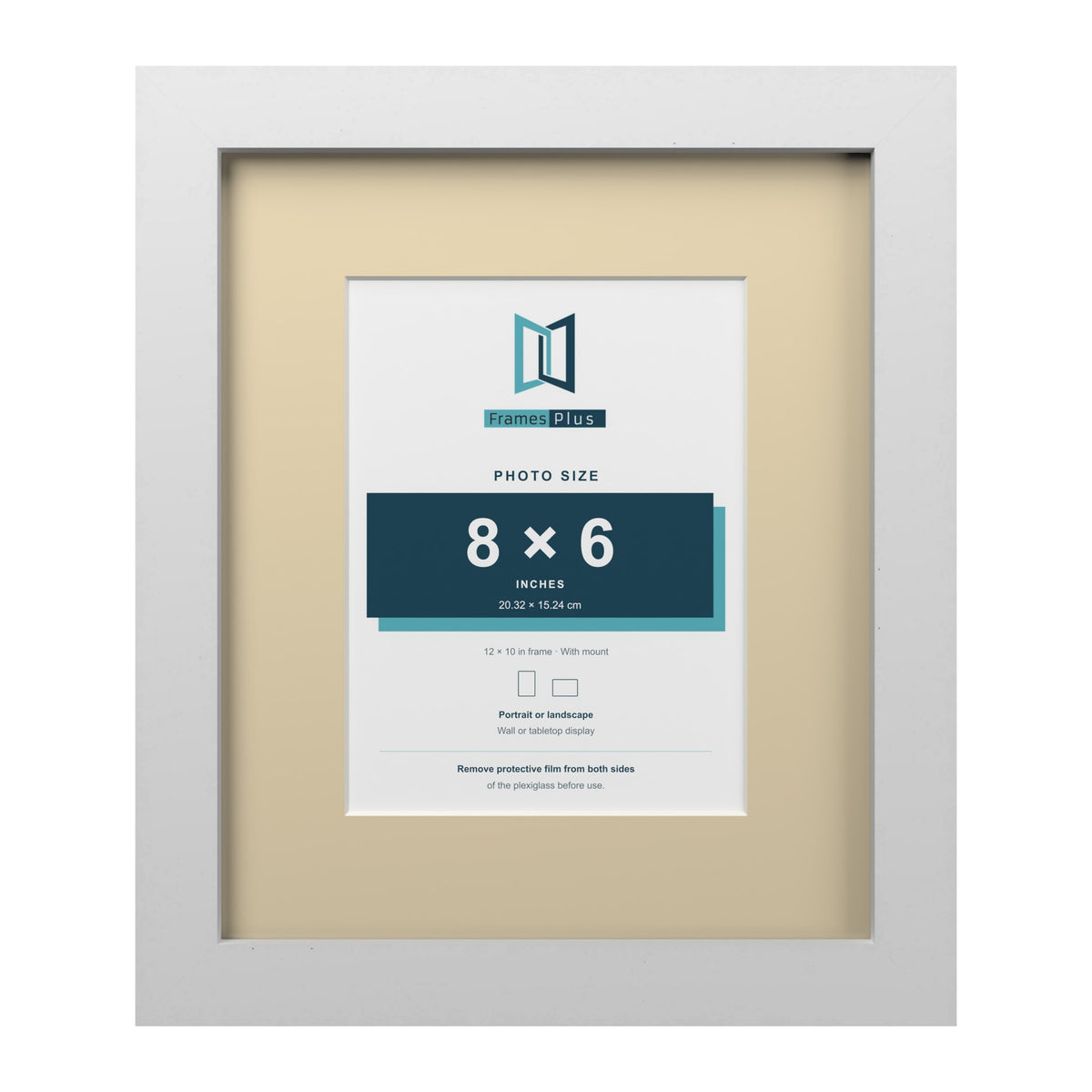 White 12 x 10 inch picture frame with an ivory mount for an 8 x 6 inch photo