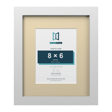 White 12 x 10 inch picture frame with an ivory mount for an 8 x 6 inch photo