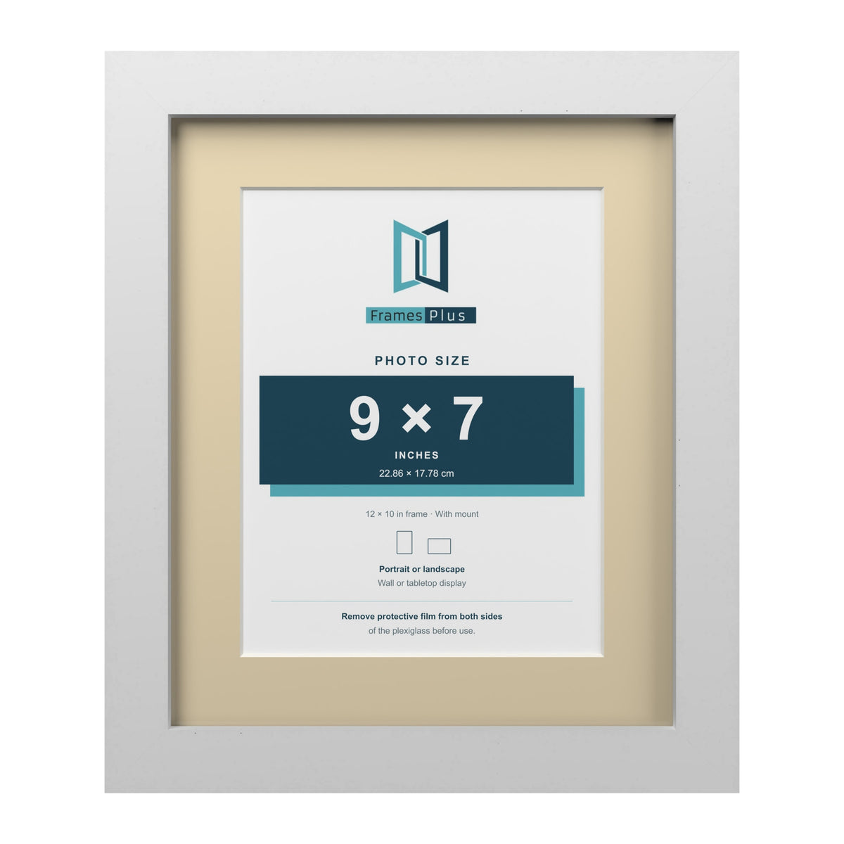 White 12 x 10 inch picture frame with an ivory mount for a 9 x 7 inch photo