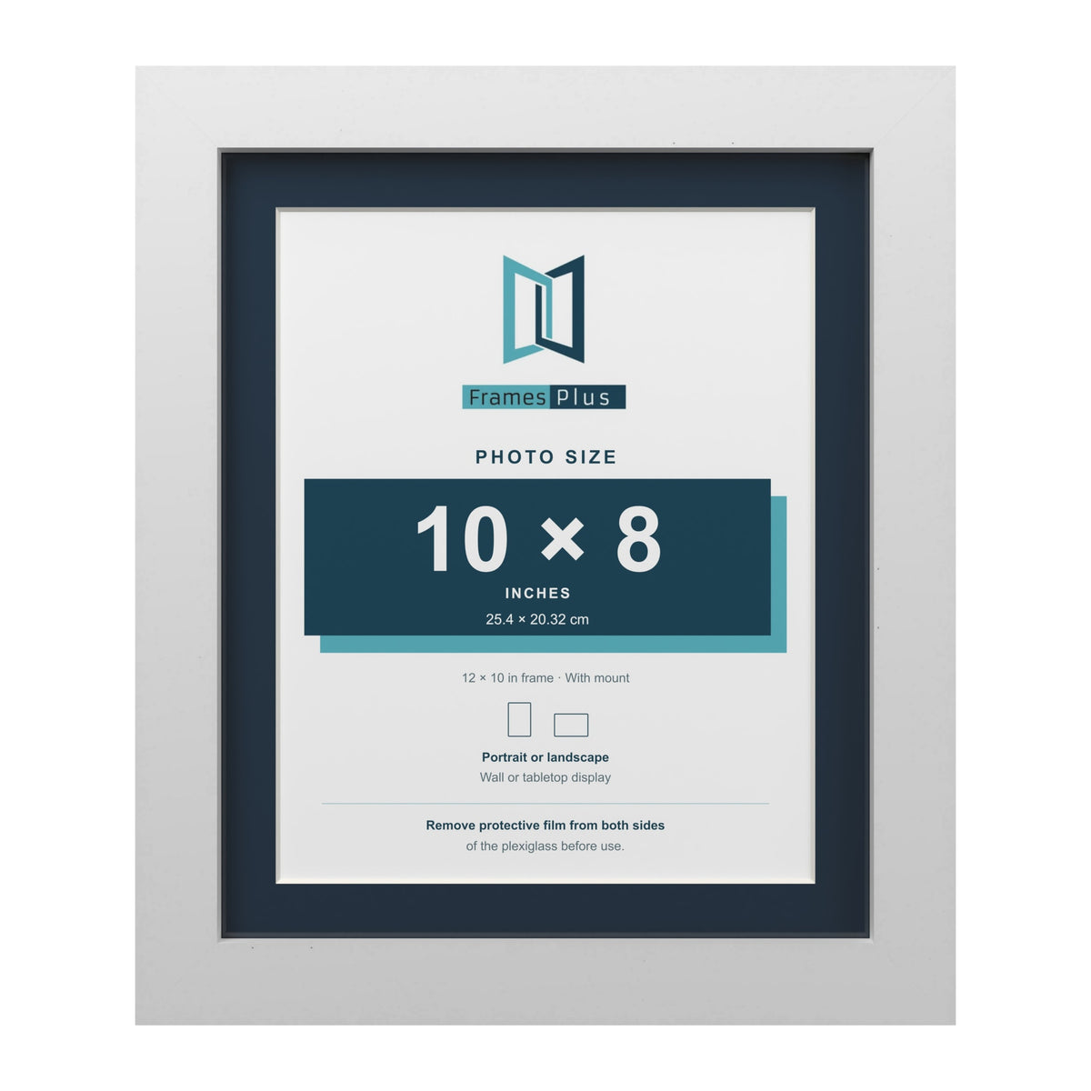 White 12 x 10 inch picture frame with a Pacific Blue mount for a 10 x 8 inch photo