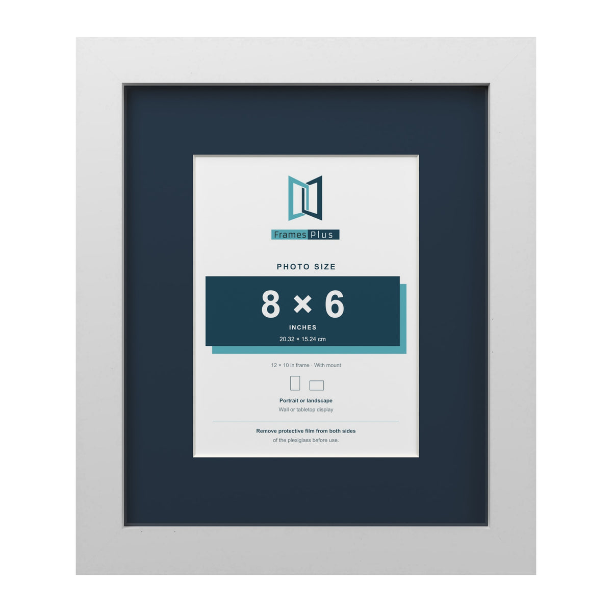 White 12 x 10 inch picture frame with a Pacific Blue mount for an 8 x 6 inch photo