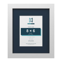 White 12 x 10 inch picture frame with a Pacific Blue mount for an 8 x 6 inch photo