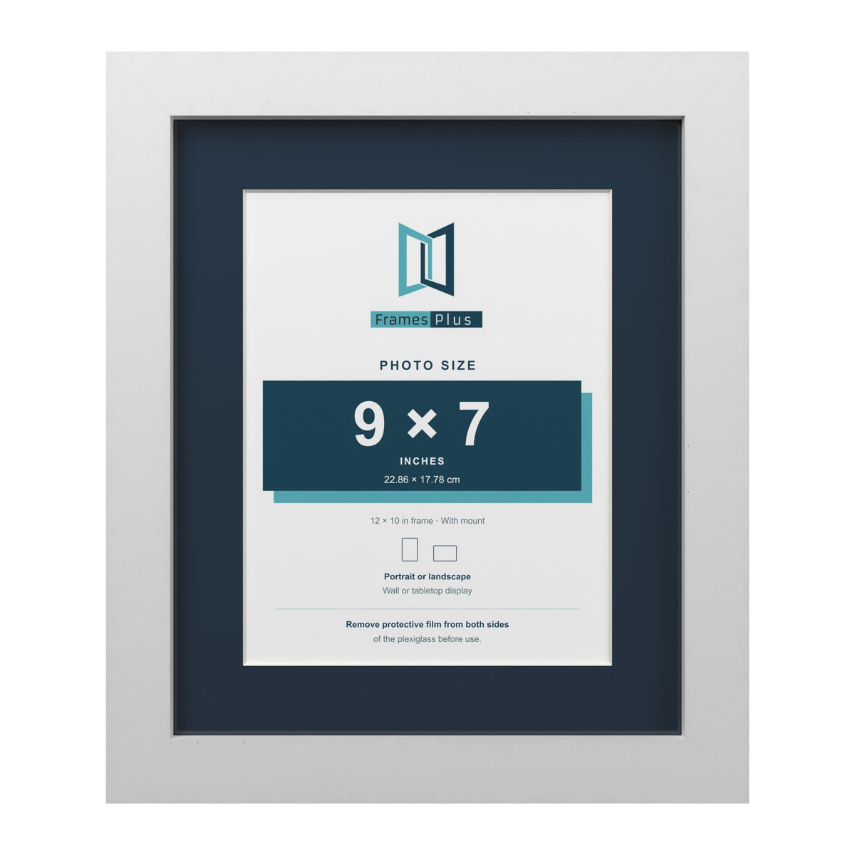 White 12 x 10 inch picture frame with a Pacific Blue mount for a 9 x 7 inch photo