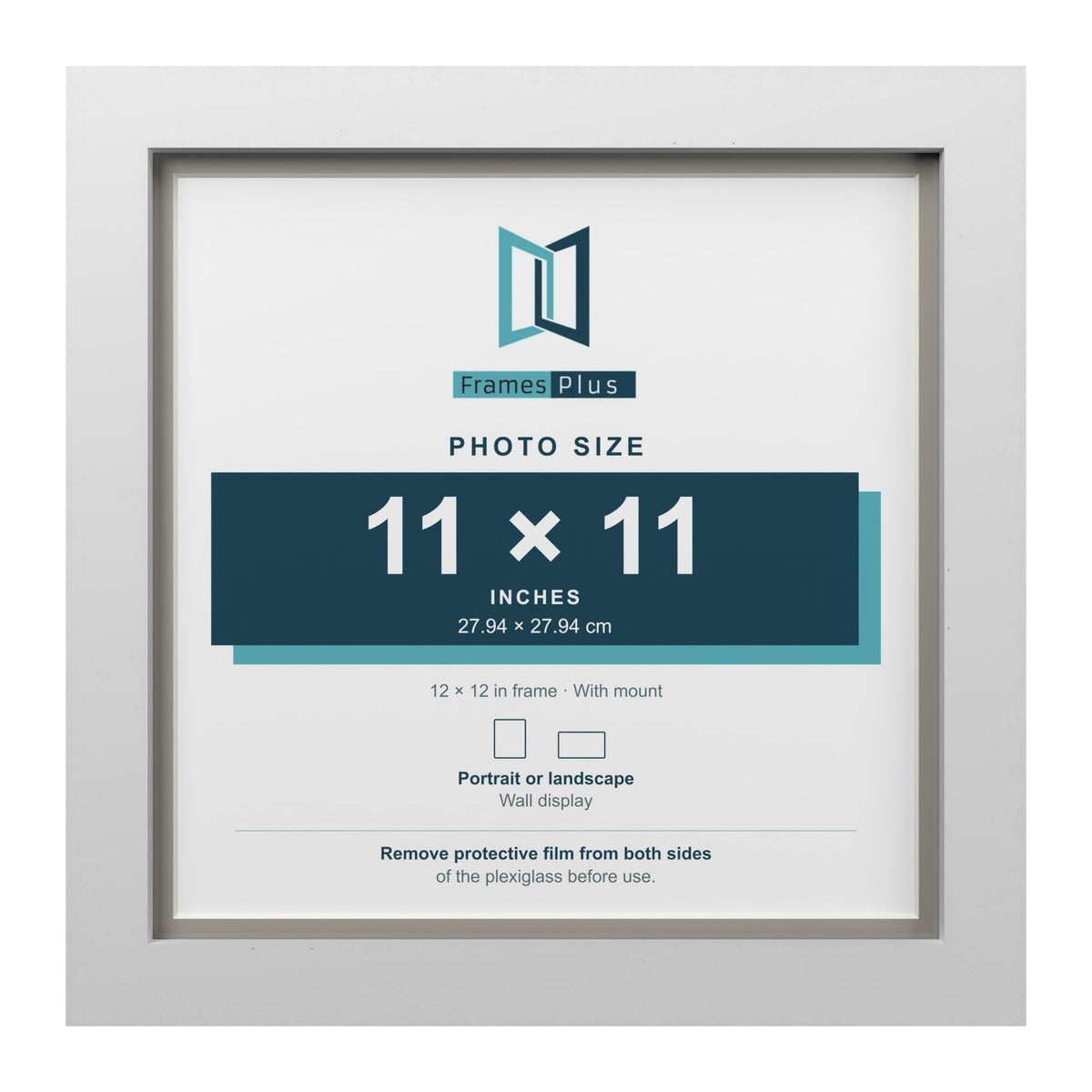 White 12 x 12 inch picture frame with a Dawn Grey mount for an 11 x 11 inch photo