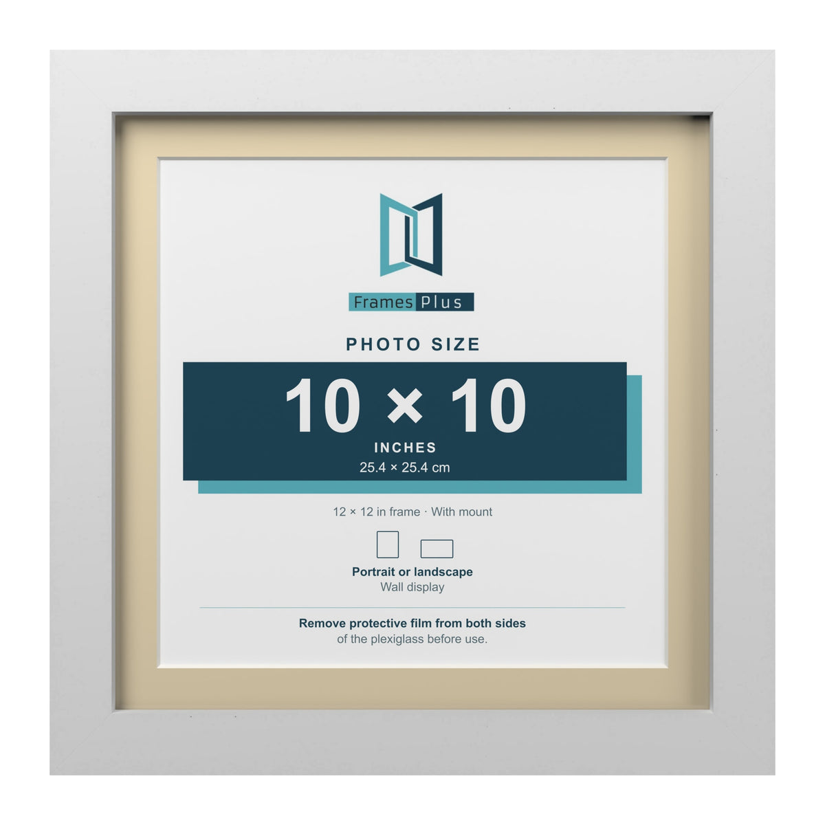 White 12 x 12 inch picture frame with an ivory mount for a 10 x 10 inch photo
