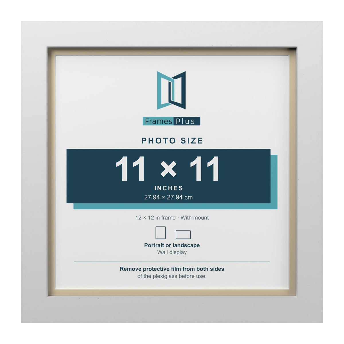 White 12 x 12 inch picture frame with an ivory mount for an 11 x 11 inch photo