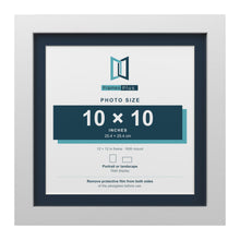 White 12 x 12 inch picture frame with a Pacific Blue mount for a 10 x 10 inch photo