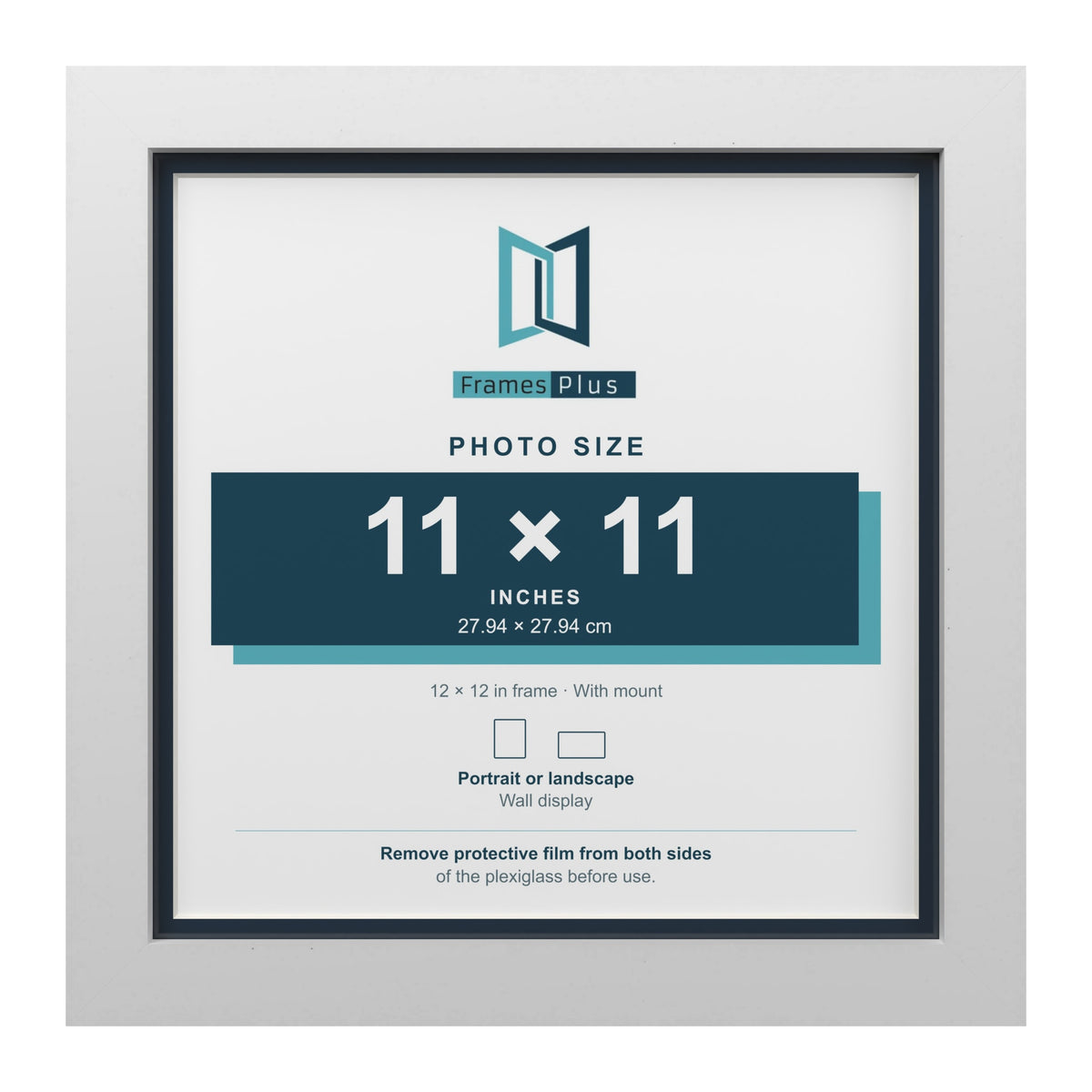 White 12 x 12 inch picture frame with a Pacific Blue mount for an 11 x 11 inch photo