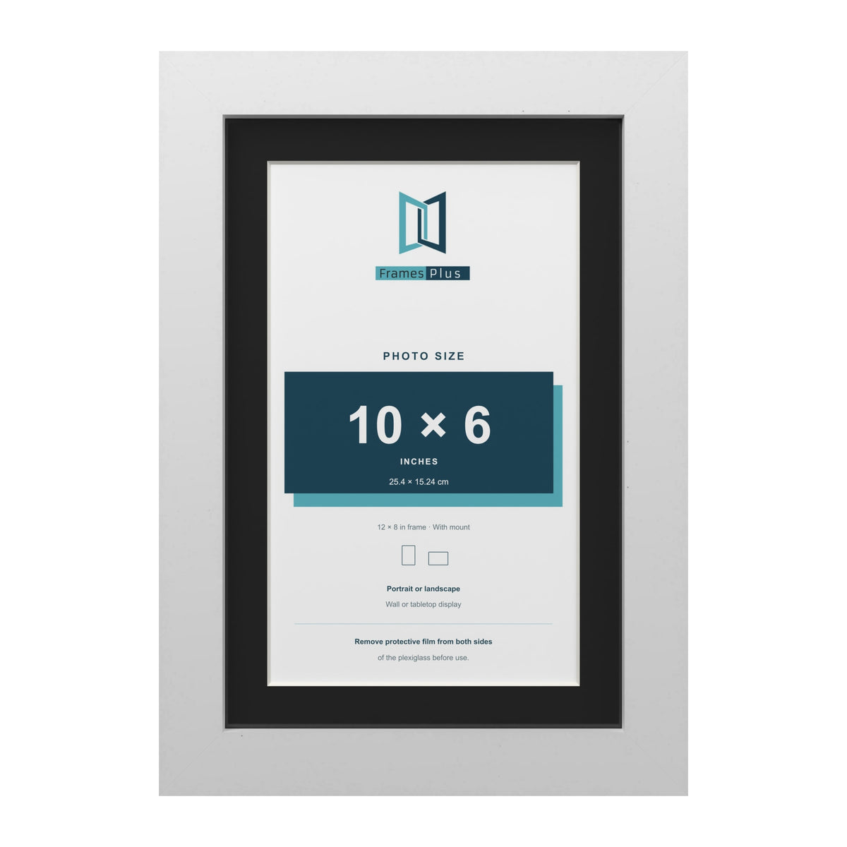 White 12 x 8 inch picture frame with a black mount for a 10 x 6 inch photo