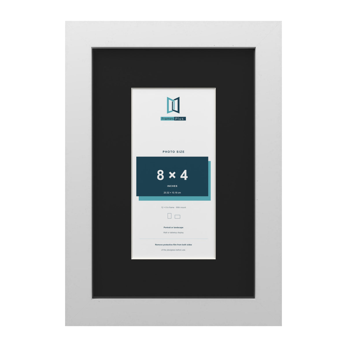 White 12 x 8 inch picture frame with a black mount for an 8 x 4 inch photo