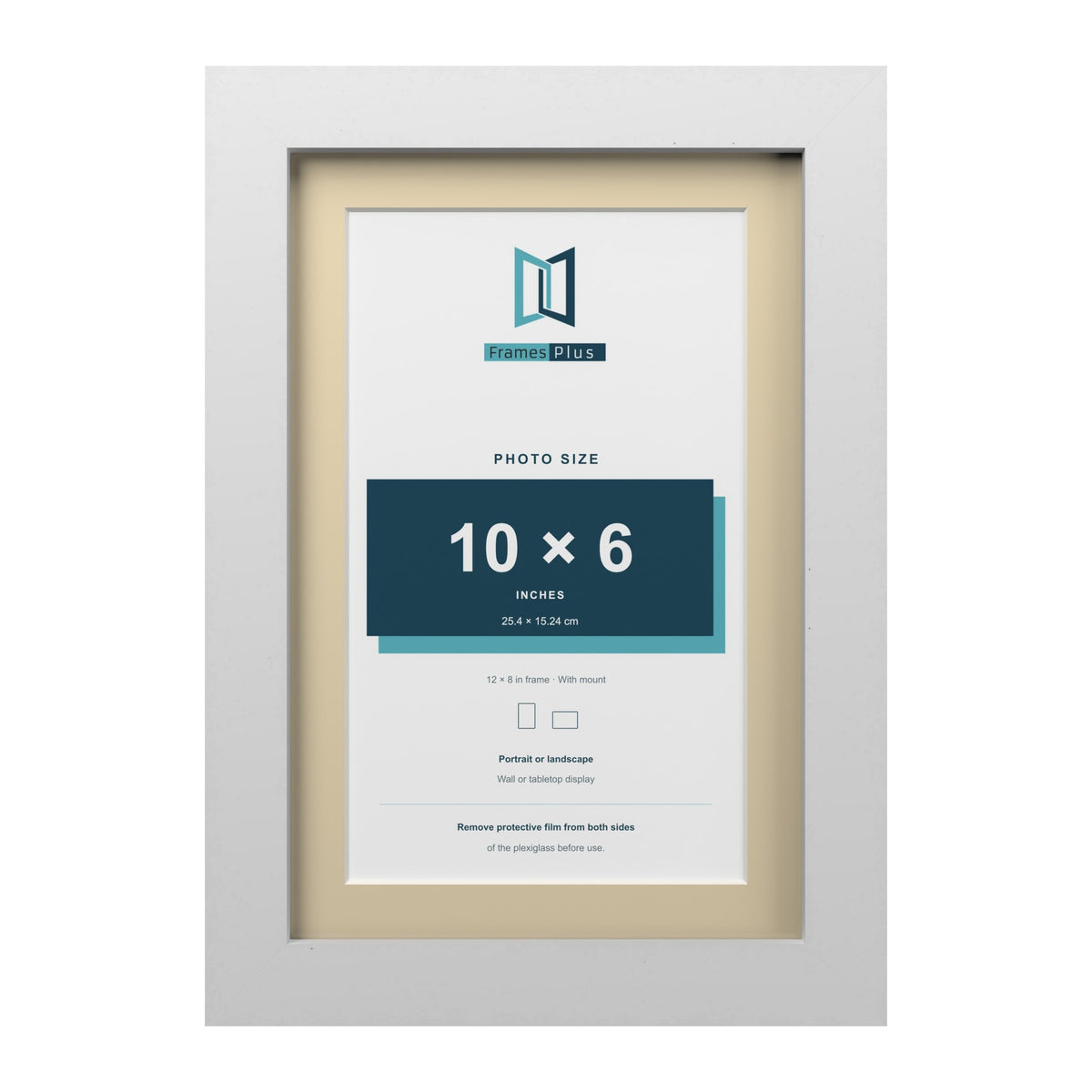 White 12 x 8 inch picture frame with an ivory mount for a 10 x 6 inch photo