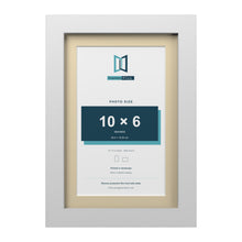 White 12 x 8 inch picture frame with an ivory mount for a 10 x 6 inch photo