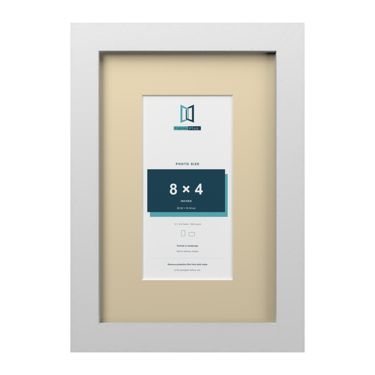White 12 x 8 inch picture frame with an ivory mount for an 8 x 4 inch photo