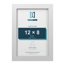 White picture frame for a 12 x 8 inch photo