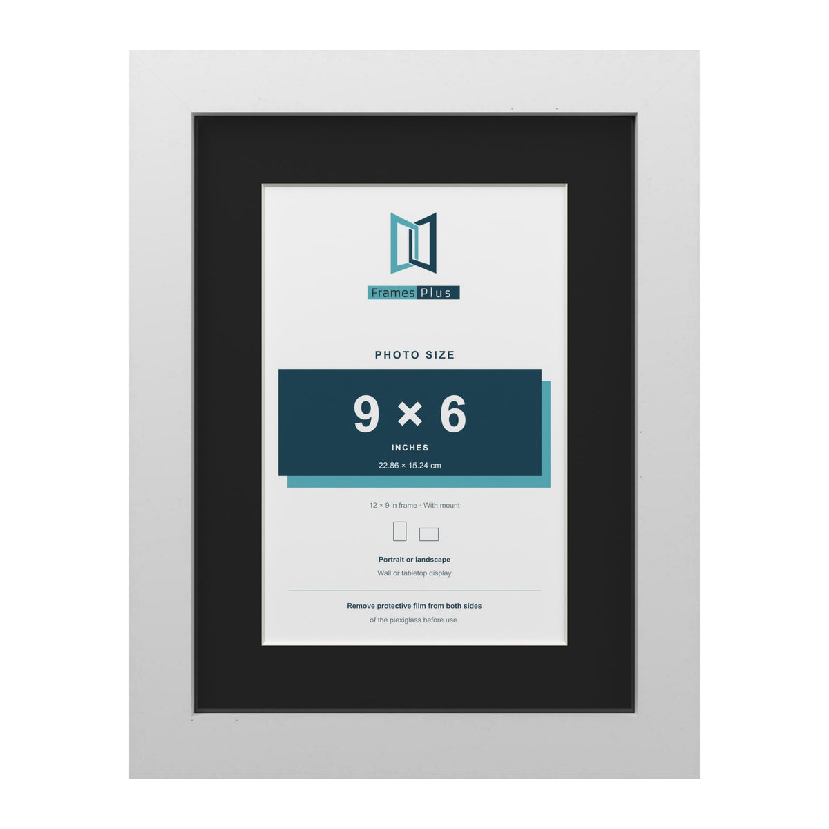 White 12 x 9 inch picture frame with a black mount for a 9 x 6 inch photo