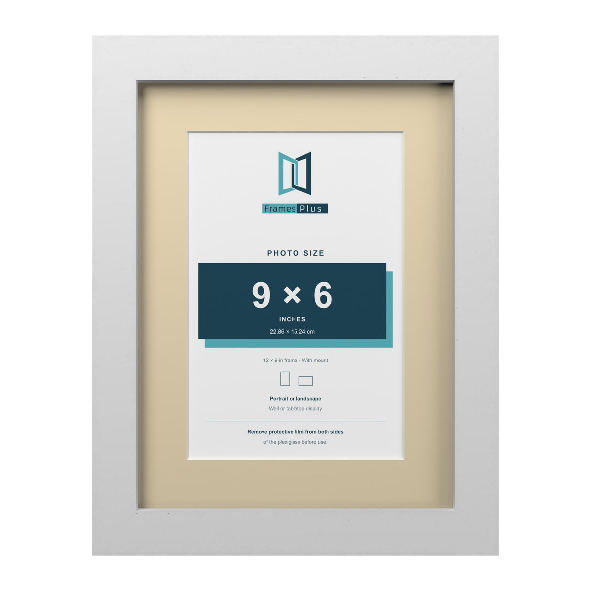White 12 x 9 inch picture frame with an ivory mount for a 9 x 6 inch photo