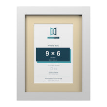 White 12 x 9 inch picture frame with an ivory mount for a 9 x 6 inch photo