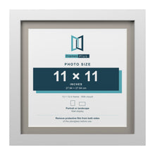 White 13 x 13 inch picture frame with a Dawn Grey mount for an 11 x 11 inch photo