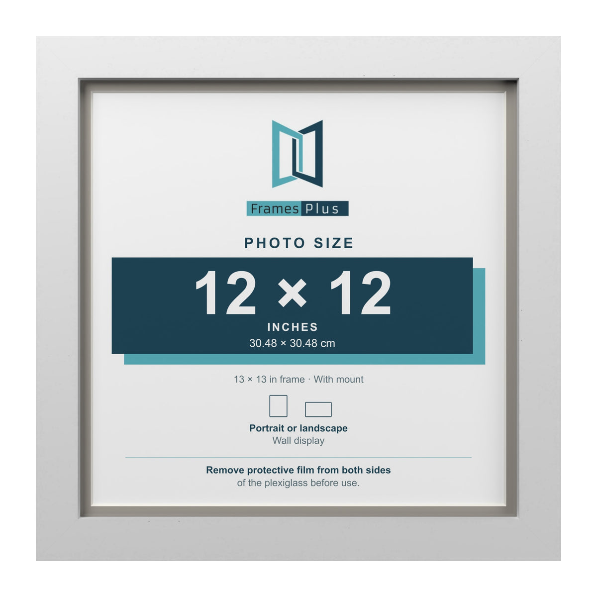 White 13 x 13 inch picture frame with a Dawn Grey mount for a 12 x 12 inch photo