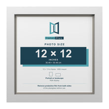 White 13 x 13 inch picture frame with a Dawn Grey mount for a 12 x 12 inch photo