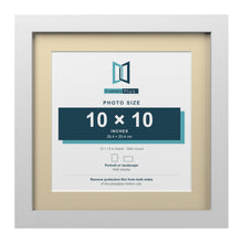 White 13 x 13 inch picture frame with an ivory mount for a 10 x 10 inch photo