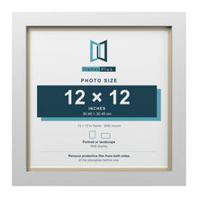 White 13 x 13 inch picture frame with an ivory mount for a 12 x 12 inch photo