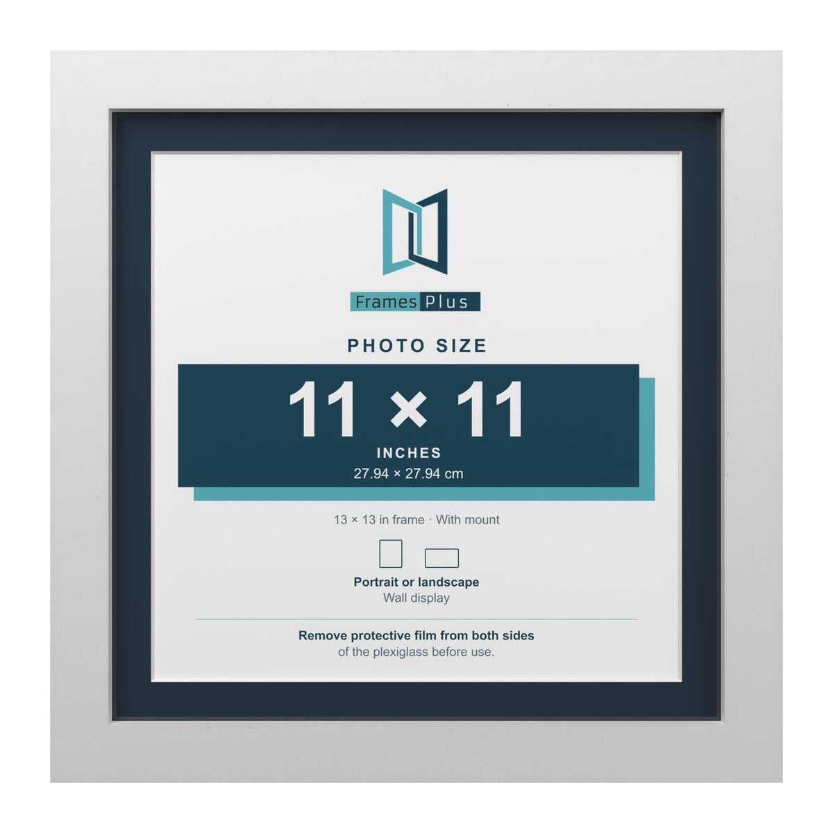 White 13 x 13 inch picture frame with a Pacific Blue mount for an 11 x 11 inch photo
