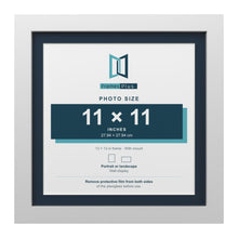 White 13 x 13 inch picture frame with a Pacific Blue mount for an 11 x 11 inch photo