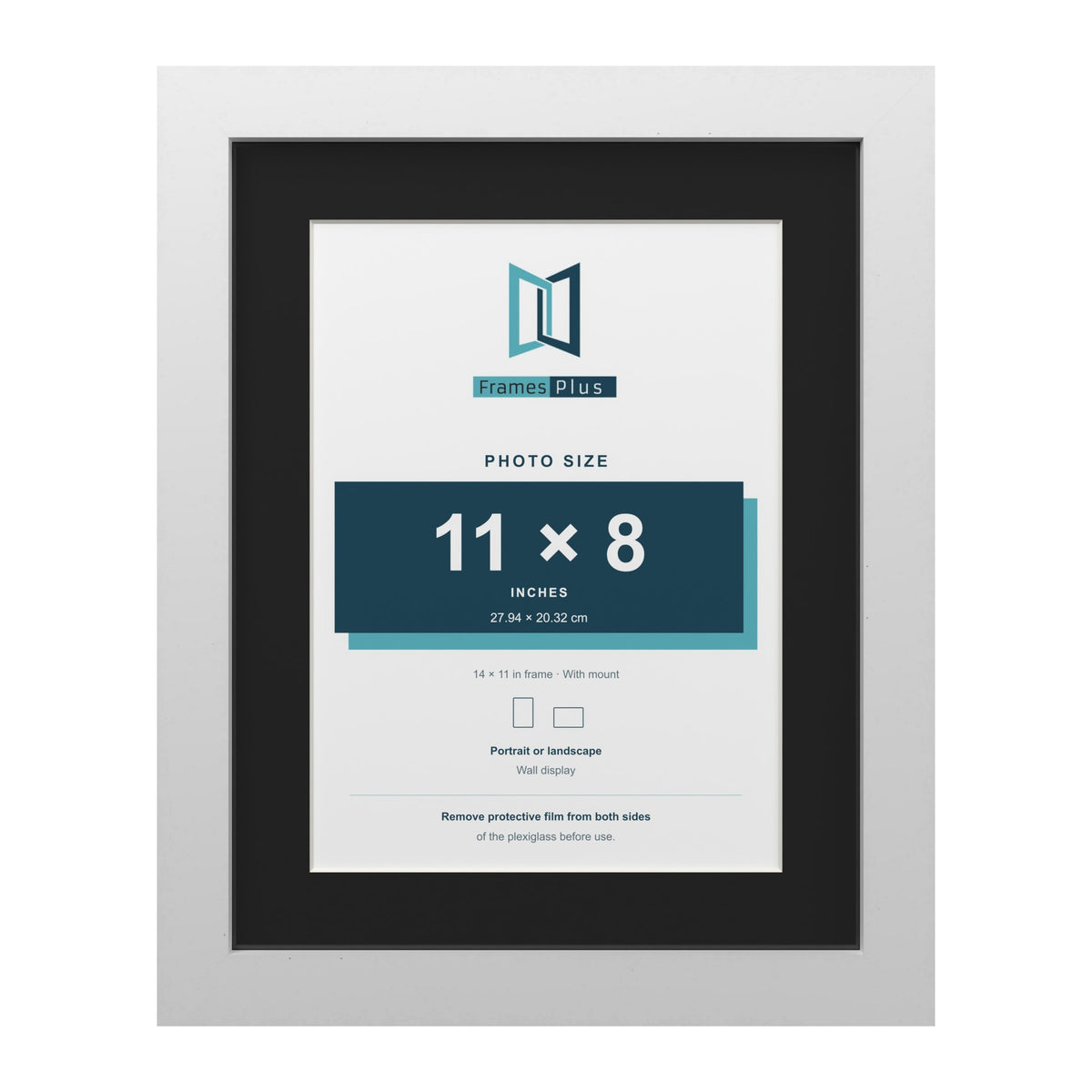 White 14 x 11 inch picture frame with a black mount for an 11 x 8 inch photo