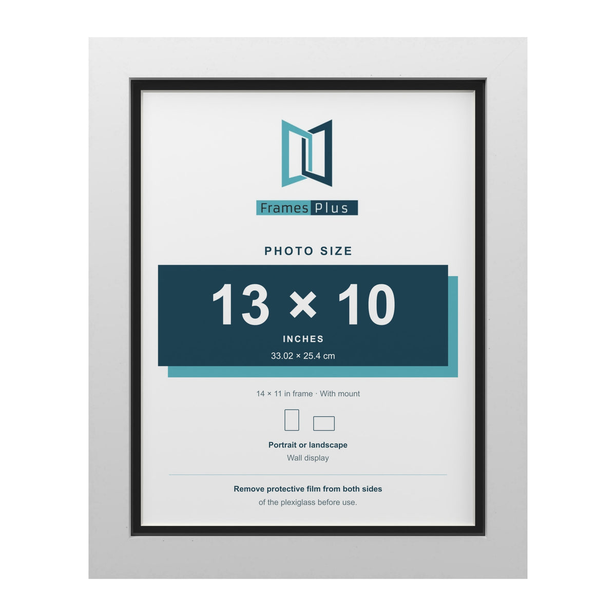 White 14 x 11 inch picture frame with a black mount for a 13 x 10 inch photo