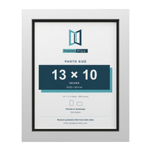 White 14 x 11 inch picture frame with a black mount for a 13 x 10 inch photo