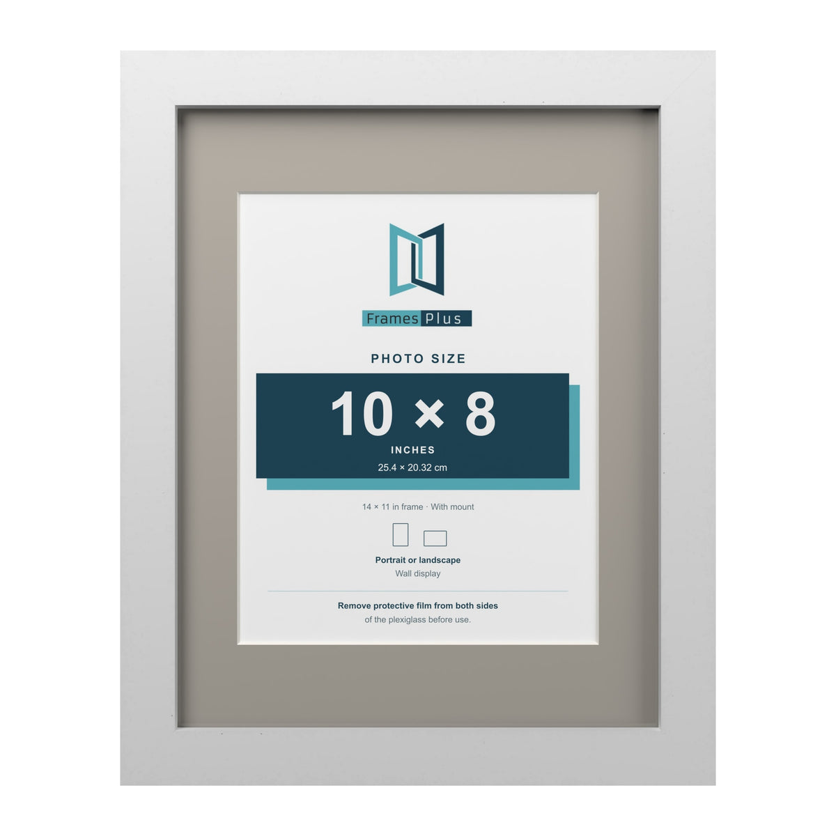 White 14 x 11 inch picture frame with a Dawn Grey mount for a 10 x 8 inch photo
